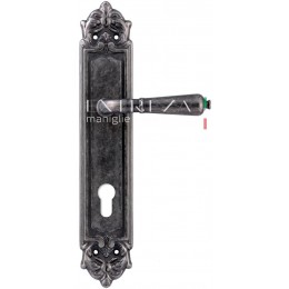 Дверная ручка на планке под цилиндр Extreza Classic "PETRA" 304 PL02-CYL-85 античное серебро F45