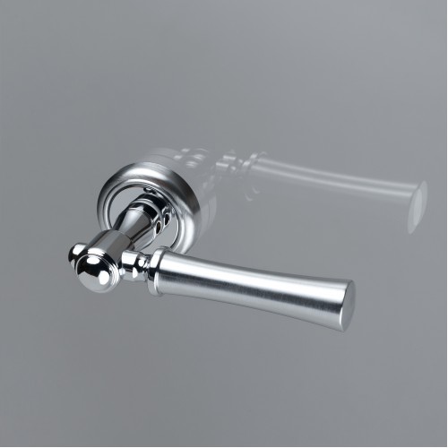 Дверная ручка на розетке Extreza DEZI-R01-F05-F04-F05 (DEZI 309) матовый хром / хром / кольцо матовый хром