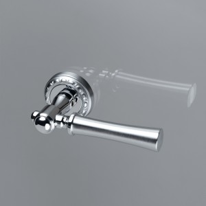 Дверная ручка на розетке Extreza DEZI-R02-F05-F04-F05 (DEZI 309) матовый хром / хром / кольцо матовый хром