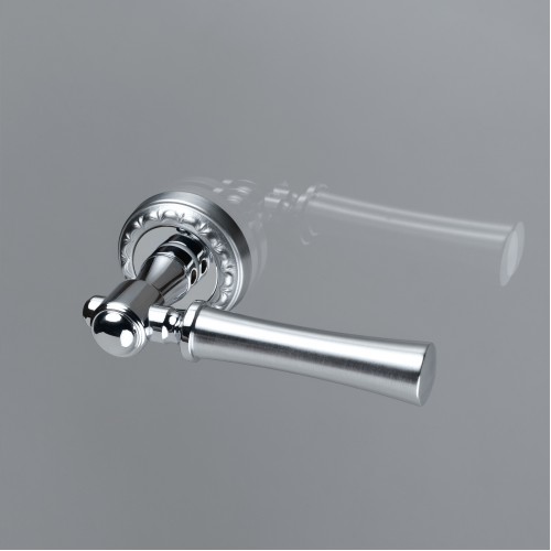 Дверная ручка на розетке Extreza DEZI-R02-F05-F04-F05 (DEZI 309) матовый хром / хром / кольцо матовый хром