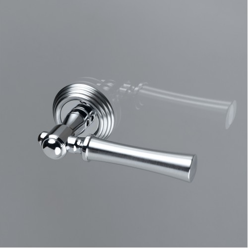 Дверная ручка на розетке Extreza DEZI-R05-F05-F04-F05 (DEZI 309) матовый хром / хром / кольцо матовый хром