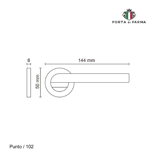 Дверная ручка PORTA DI PARMA PUNTO 102.07 матовое золото