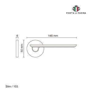 Дверная ручка на розетке Porta Di Parma, Модерн, Slim 103,01, Полированный хром