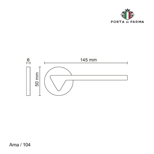 Дверная ручка на розетке Porta Di Parma, Модерн, Ama 104,03, Черный