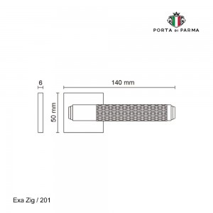 Дверная ручка на розетке Porta Di Parma, Модерн, Exa Zig 201,01, Полированный хром