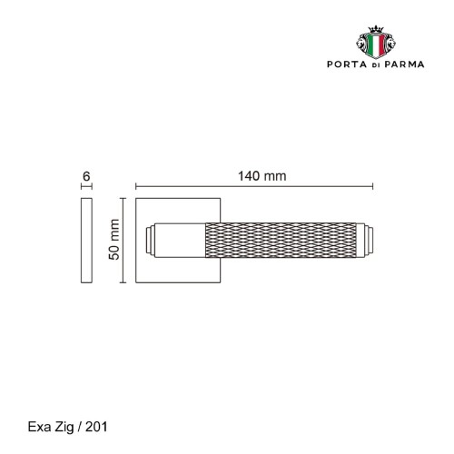 Дверная ручка на розетке Porta Di Parma, Модерн, Exa Zig 201,01, Полированный хром