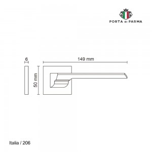 Дверная ручка на розетке Porta Di Parma, Модерн, Italia 206,07, Матовое золото