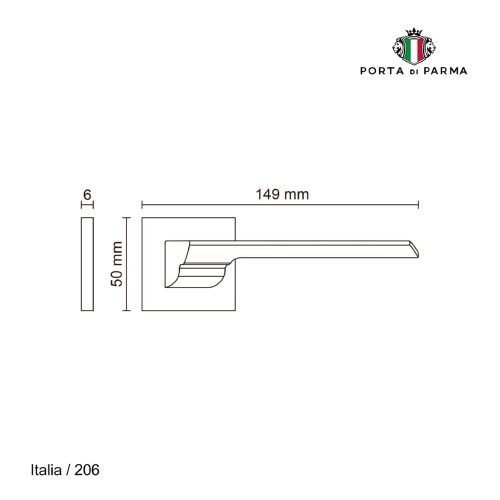 Дверная ручка на розетке Porta Di Parma, Модерн, Italia 206,07, Матовое золото