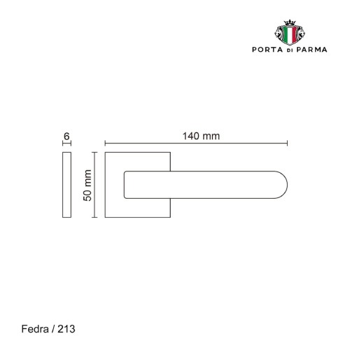 Дверная ручка на розетке Porta Di Parma, Модерн, Fedra 213,01, Полированный хром