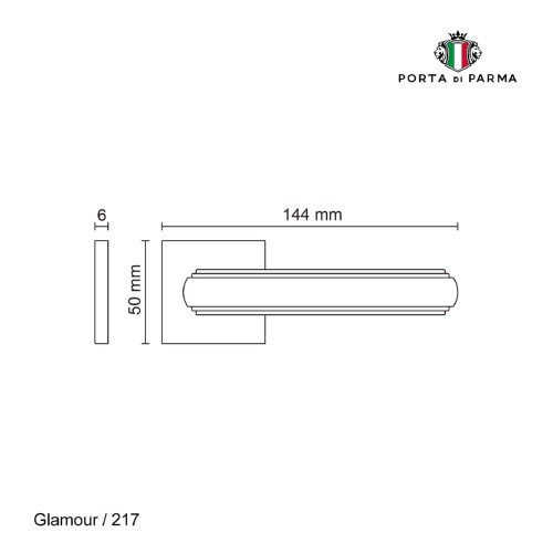 Дверная ручка на розетке Porta Di Parma, Модерн, Glamour 217,14, Матовый никель