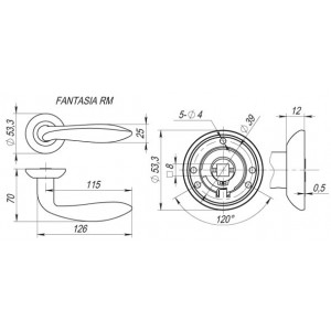 Ручка Fuaro (Фуаро) раздельная R.RM54.FANTASIA (FANTASIA RM) SN/CP-3 матовый никель/хром