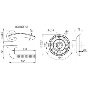Ручка Fuaro (Фуаро) раздельная R.AR54.LOUNGE (LOUNGE AR) 130mm SG/GP-4 матовое золото/золото