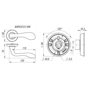 Ручка Fuaro (Фуаро) раздельная R.SM58.BAROCCO (BAROCCO SM) GOLD-24 золото 24К