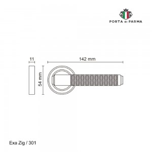 Дверная ручка на розетке Porta Di Parma, Классика, Exa Zig 301,01, Полированный хром