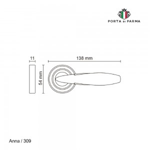 Дверная ручка на розетке Porta Di Parma, Классика, Anna 309,01, Полированный хром