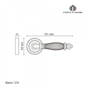Дверная ручка на розетке Porta Di Parma, Классика, Siena 310,01, Полированный хром