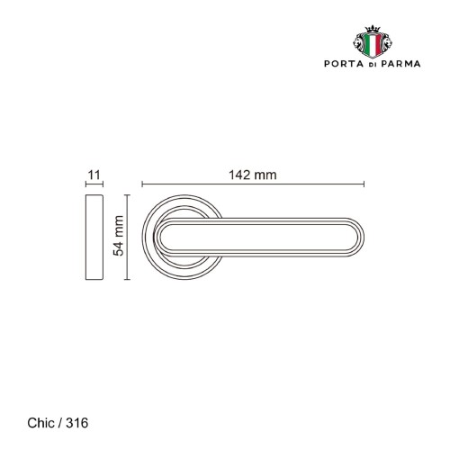 Дверная ручка PORTA DI PARMA Chic 316.14 матовый никель