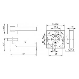 Ручка Fuaro (Фуаро) раздельная K.DM51.FLASH (FLASH DM) CP/SN-8 хром/матовый никель