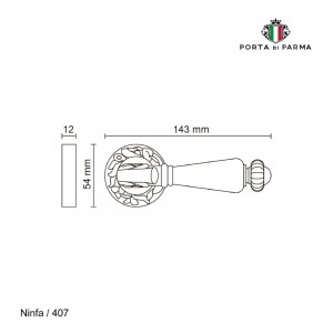Дверная ручка на розетке Porta Di Parma, Классика, Ninfa 407,01, Полированный хром