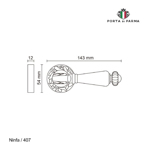 Дверная ручка на розетке Porta Di Parma, Классика, Ninfa 407,01, Полированный хром