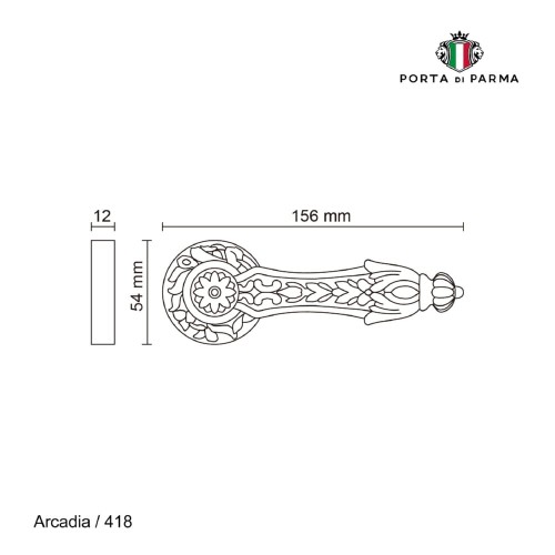Дверная ручка на розетке Porta Di Parma, Классика, Arcadia 418,11, Матовый кофе
