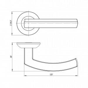 Ручка Ajax (Аякс) раздельная R.JR54.SIGMA (SIGMA JR) SN/CP-3 матовый никель/хром 105мм