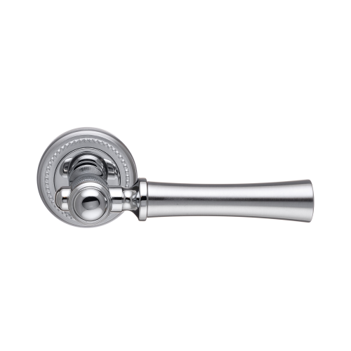 Дверная ручка на розетке Extreza DEZI-R03-F05-F04-F05 (DEZI 309) матовый хром / хром / кольцо матовый хром
