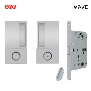 Ручки AGB WAVE для распашных межкомнатных дверей (С ЗАМКОМ) под WC/B30002.00.01+B06132.50.34 (анодированное серебро)