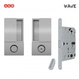 Ручки AGB WAVE для распашных межкомнатных дверей (С ЗАМКОМ) под WC/B30002.00.32+B06132.50.34 (матовый хром)