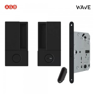Ручки AGB WAVE для распашных межкомнатных дверей (С ЗАМКОМ) под WC/B30002.00.93+B06132.50.93 (черный)