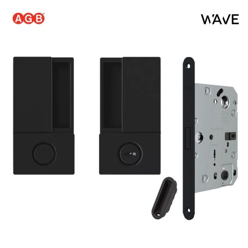 Ручки AGB WAVE для распашных межкомнатных дверей (С ЗАМКОМ) под WC/B30002.00.93+B06132.50.93 (черный)