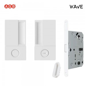 Ручки AGB WAVE для распашных межкомнатных дверей (С ЗАМКОМ) под WC/B30002.00.FM+B06132.50.FM (белый)