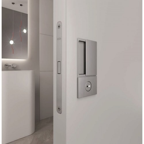 Ручки AGB WAVE для распашных межкомнатных дверей (С ЗАМКОМ) под WC/B30002.00.01+B06132.50.34 (анодированное серебро)