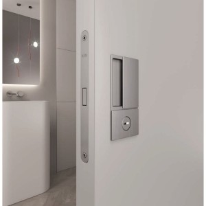 Ручки AGB WAVE для распашных межкомнатных дверей (С ЗАМКОМ) под WC/B30002.00.01+B06132.50.34 (анодированное серебро)