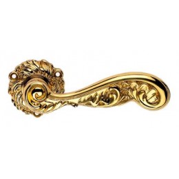 Дверная ручка LINEA CALI на фигурной розетке "ROCOCO" 1285 RO 078 OZ золото 24K глянцевое