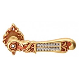 Дверная ручка LINEA CALI на фигурной розетке "TIFFANY" Swar 1307 RO 018 OF золото французское, матовое