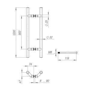 Ручка-скоба Fuaro (Фуаро) PULL.PH32/1200.45 INOX 304 (PH-45-32/1200-INOX)