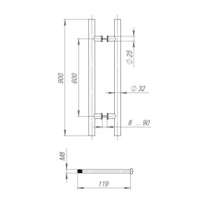 Ручка-скоба Fuaro (Фуаро) PULL.PH32/900.22 INOX 304 (PH-22-32/900-INOX) BLACK