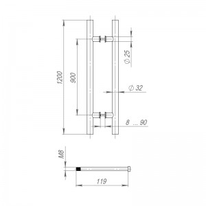 Ручка-скоба Fuaro (Фуаро) PULL.PH32/1200.22 INOX 304 (PH-22-32/1200-INOX) BLACK