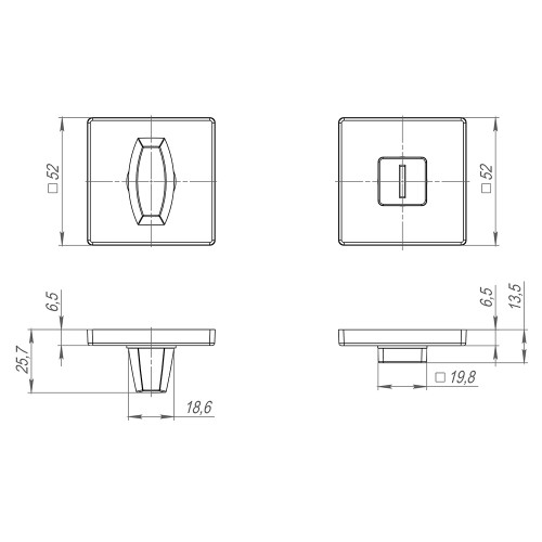 Ручка Fuaro (Фуаро) поворотная BK6.K.SL52 (BK6 SL) GR-23 графит