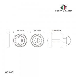 WC фиксатор поворотный Porta Di Parma, Классика, WC.033 WC.033.11, Матовый кофе