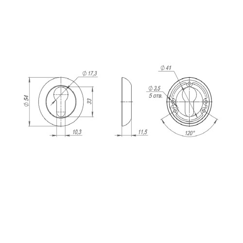 Накладка Ajax (Аякс) под цилиндр ET.R.JR54 (ET JR) SN/CP-3 матовый никель/хром