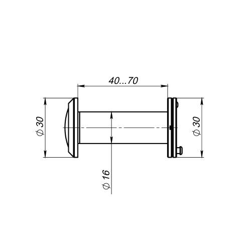 Глазок Ajax (Аякс) дверной, оптика пластик DV-1A/40-70 BL черный (кратно коробке 45 шт)