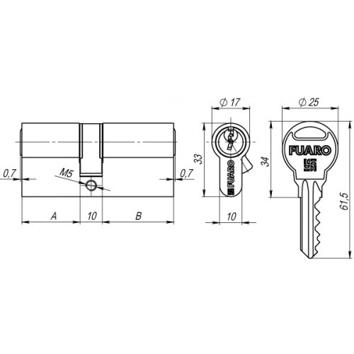 Цилиндровый Fuaro (Фуаро) механизм (R300/60) R3000Key60(25+10+25) CP хром 5Key