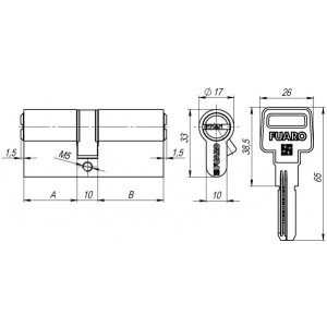 Цилиндровый Fuaro (Фуаро) механизм (R600/90) R6000Key90(50+10+30)-BL CP хром /блистер 5Key