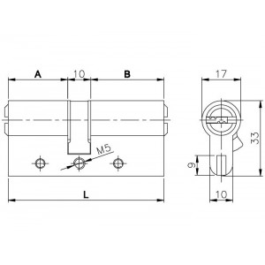 Цилиндровый Kale kilit (Кале килит) механизм 164 DBN-E/70 (30+10+30) mm латунь 5 кл.