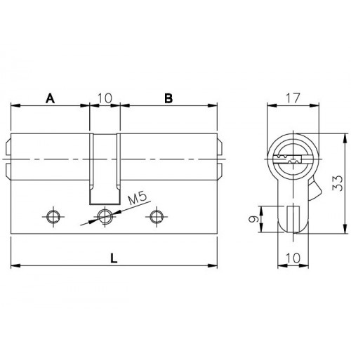 Цилиндровый Kale kilit (Кале килит) механизм 164 DBN-E/70 (30+10+30) mm латунь 5 кл.