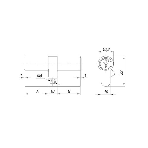 Цилиндровый Ajax (Аякс) механизм (AX100/60) AX1000Key60 (25+10+25)/HD AB бронза 4Key
