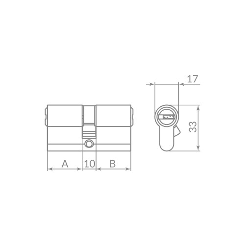 Цилиндровый Punto (Пунто) механизм Z3000Key60(25+10+25) СP хром