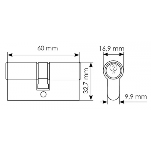Цилиндровый механизм ключ-ключ MORELLI 60C BL черный